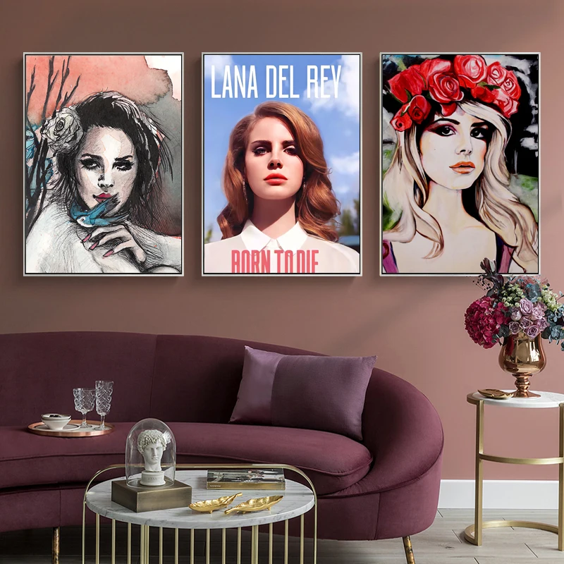Derliaus Lana Del Rey Muzikos Dainininkė Plakatai Ir Spausdina Estetinės Juoda Balta Minimalistinio Sienos Meno Tapybos Drobės, Miegamojo Dekoras