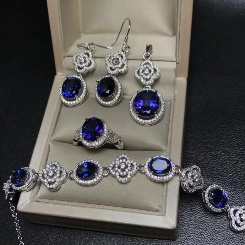 MeiBaPJ Klasikiniai Natūralios Royal Tanzanija Mėlynas Topazas Juvelyrika Nustatyti, 925 Sidabras 4 Siut Fine Jewelry Didmeninė rekomendacija