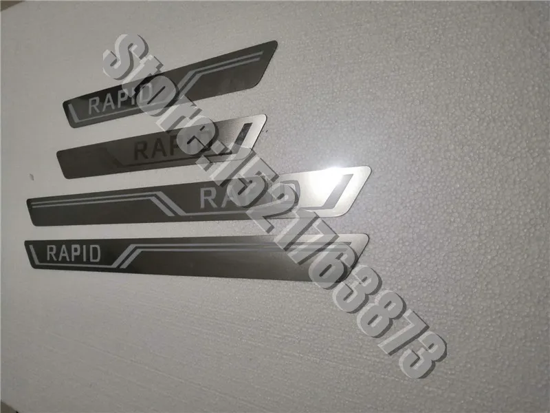 Nerūdijančio Plieno Originalus ultra-plonas Nusitrinti Plokštė/Durų Slenksčio Durų Slenksčio nusitrinti plokštė durų slenksčio, už Škoda Rapid 2012-2018 Automobilių stilius