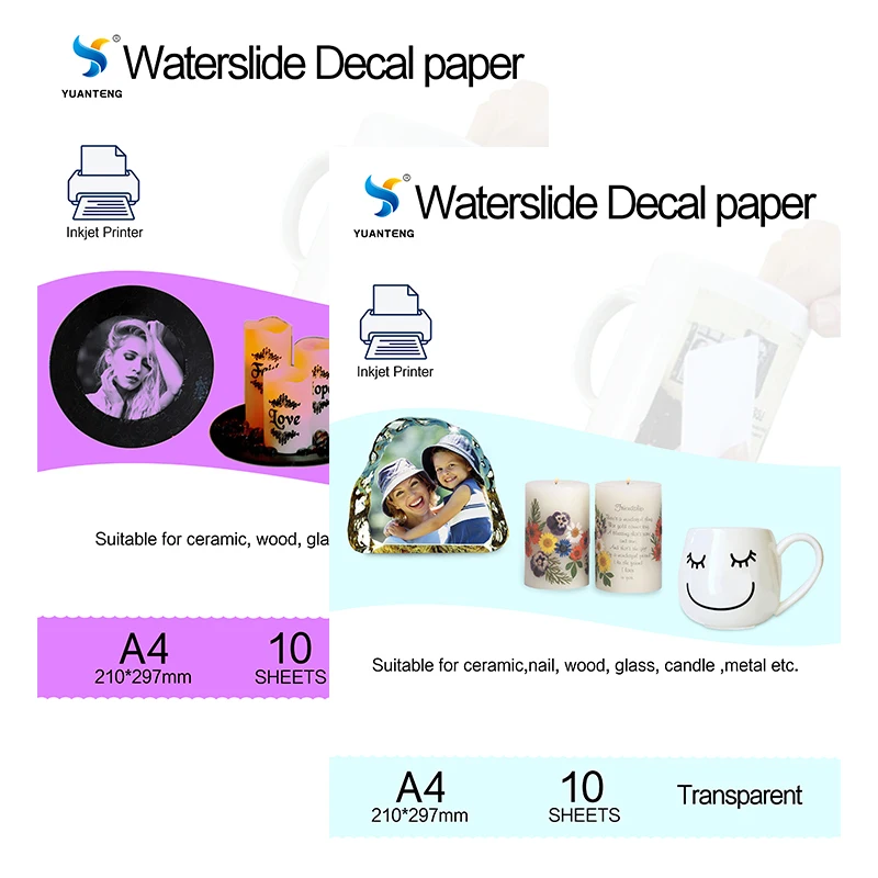 (20pcs=10 aiški+10 baltas) Rašaliniai Vandens čiuožykla Decal Popieriaus A4 formato Spausdinimas Perkėlimo Popierius vandens šliuožykla Decal Popieriaus Plokštė