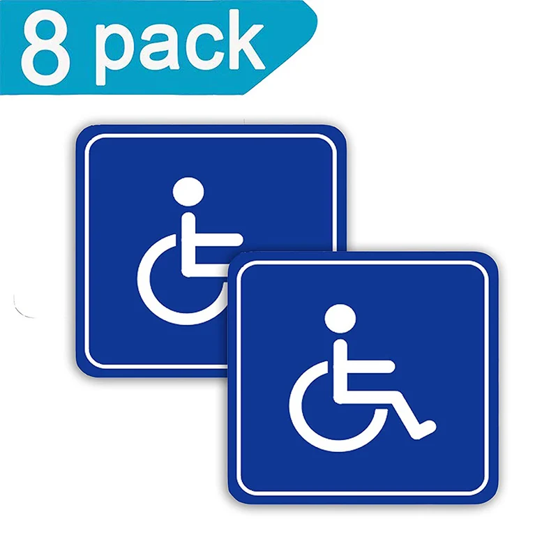 Convient Ir Naudingas Neįgaliųjų Vežimėliu Simbolis Lipdukas 8 Pack 3 Colių Lipni Mėlyna Su Balta, Lengvai Žievelės Arba Klijuoti