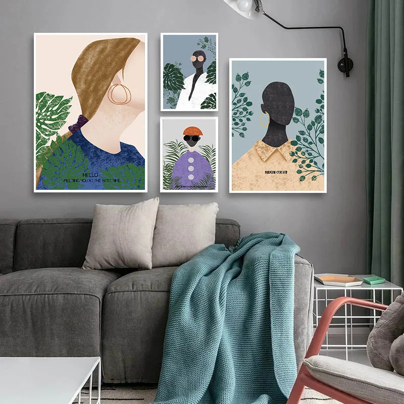 Indie Pop Mados Mergaitė Plakatas Abstrakčiai Sienos Menas Spausdinti Modernaus Stiliaus Dekoratyvinės Tapybos Paveikslų Kambarį Prieškambario Apdaila