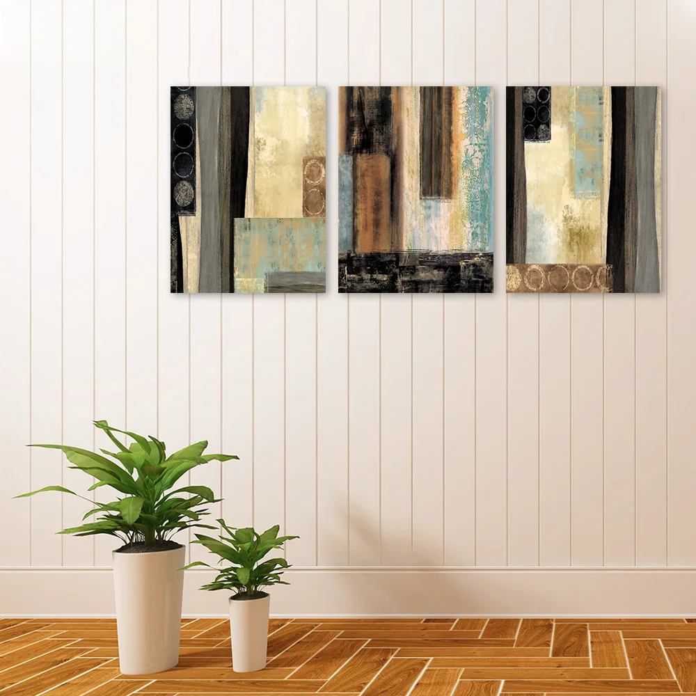 Naujas 3pcs abstrakčiai aliejaus tapybai šiuolaikinio sienos meno kambarį be rėmelio nuotrauką namų puošybai tapyba
