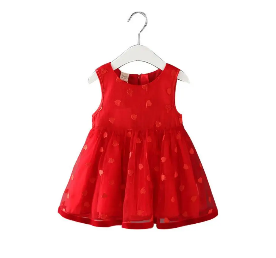2020 metų Vasaros Naują Merginą Saldus Išsiuvinėti Tinklelio Suknelė Vaikų Princesė Raudona Liemenė Suknelė Gimtadienio Suknelė vaikams baby girl šluostės