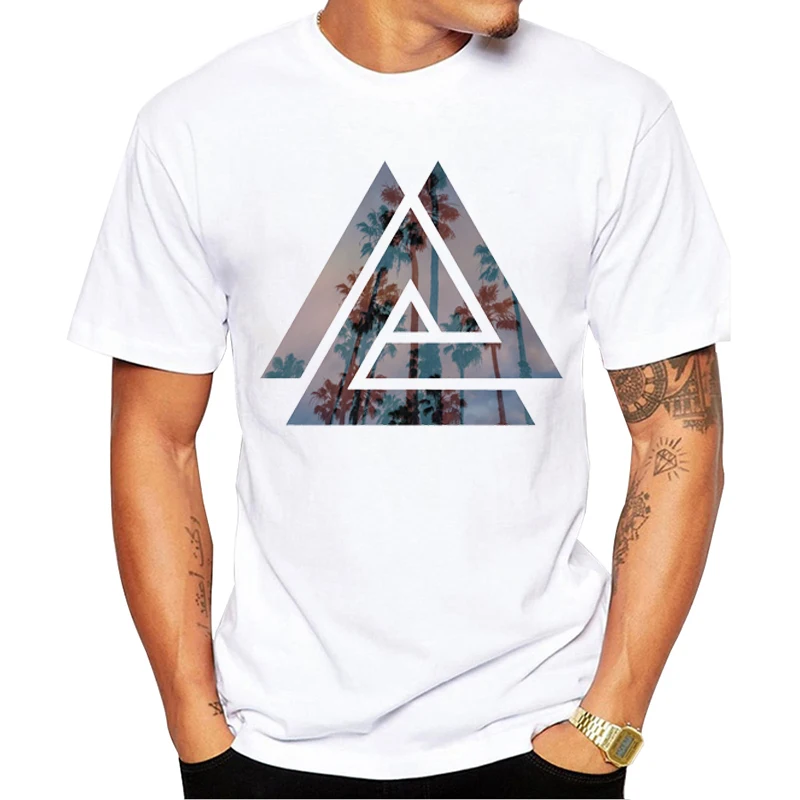 Hipster Grunge Varva Vaivorykštės Ūkanotų Miškų Spausdinti Vyrų T-Shirt Juokinga Geometrinis Tshirts Trumpas Rankovėmis Tee Mados Viršūnes