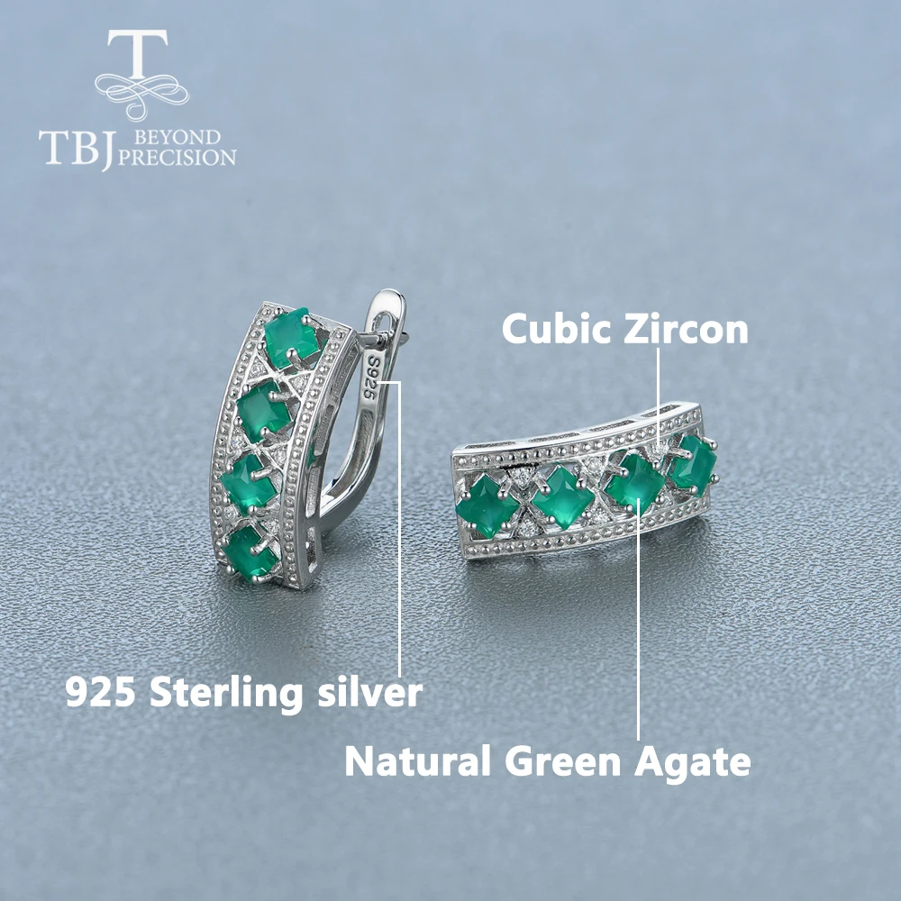 Žalia agato auskarai natūralus akmuo aikštėje 3.0 mm, 925 sterlingas sidabro bauda papuošalai mergaitėms graži dovana naujo dizaino 2020 TBJ