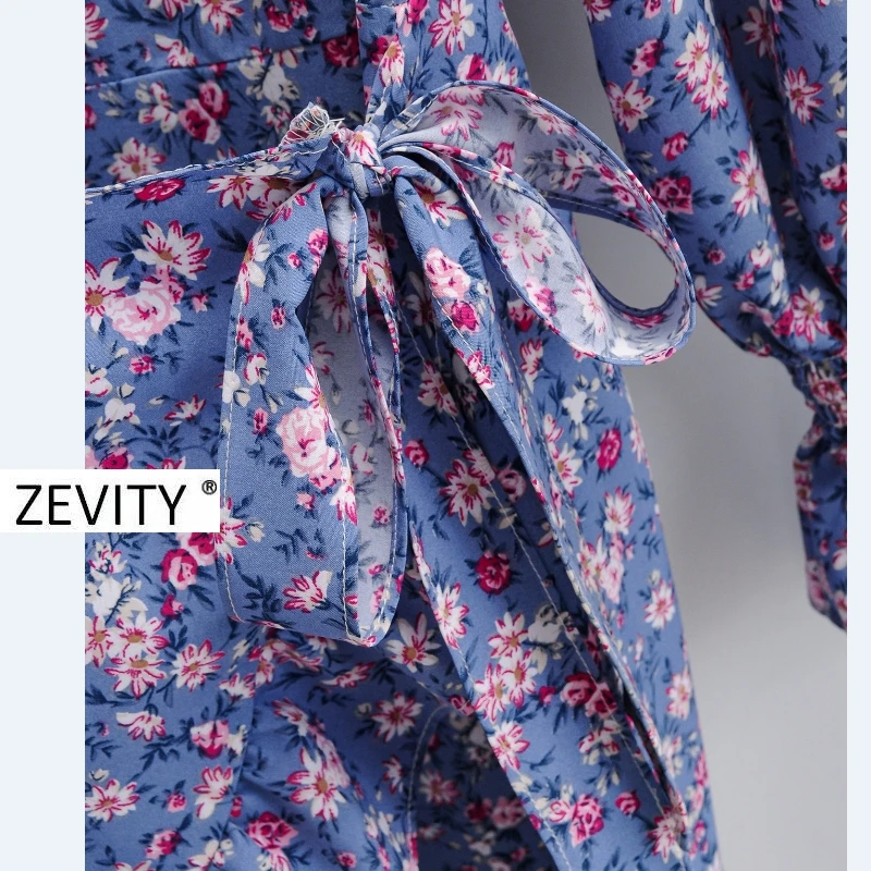 Zevity Moterų derliaus gėlių spausdinti nereguliarus raukiniai atsitiktinis slim mini suknelė moterų, o kaklo prašmatnus vestido prekės šalis Suknelės DS4203