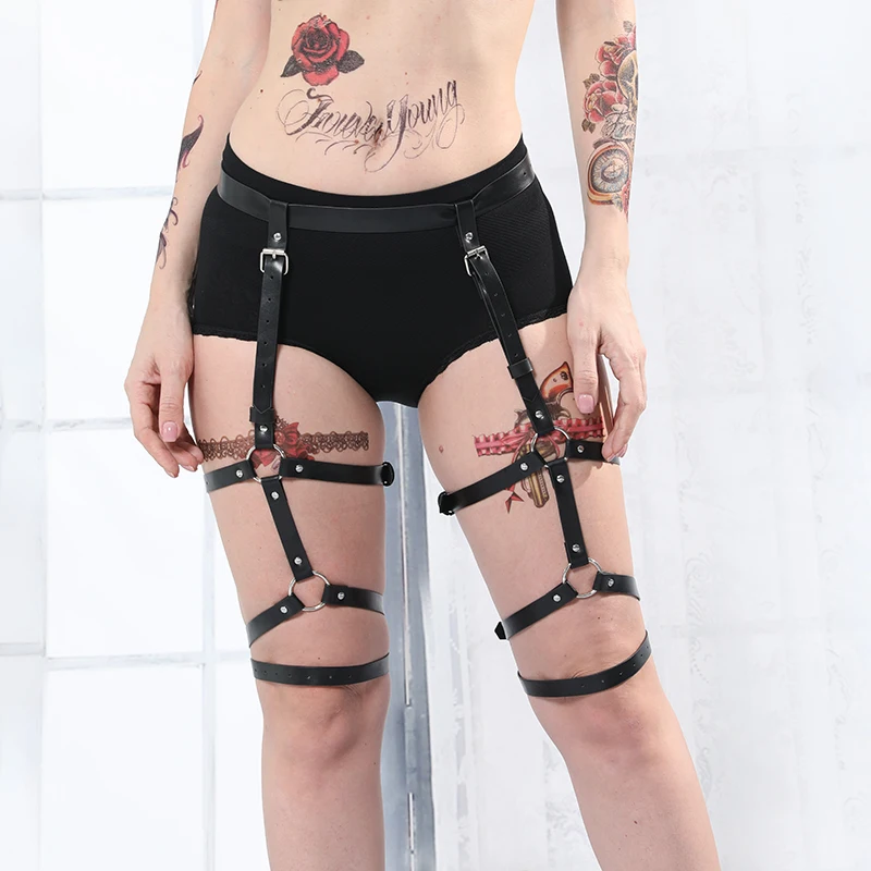 UYEE 2019 Naujas Goth Moterų Diržas BDSM Kojos Sexy Punk Harajuku Keliaraištis Diržo Kojų Nelaisvėje apatinis Trikotažas Šlaunų Dirželiai Juosmens Diržas