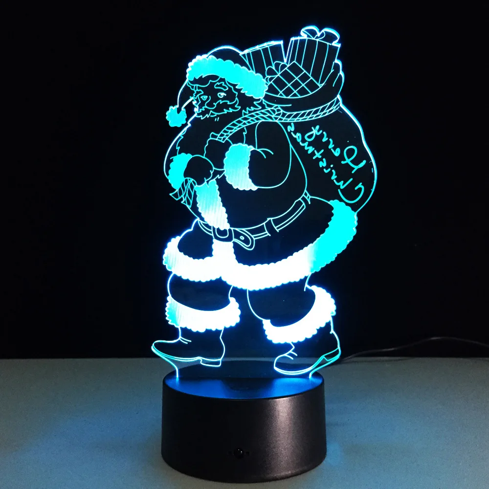 Naujas Santa Claus 3D paveikslas šviesos spalvinga touch LED lempa USB maitinimo dovana atmosfera dovana siųsti vaikus meilužis A70