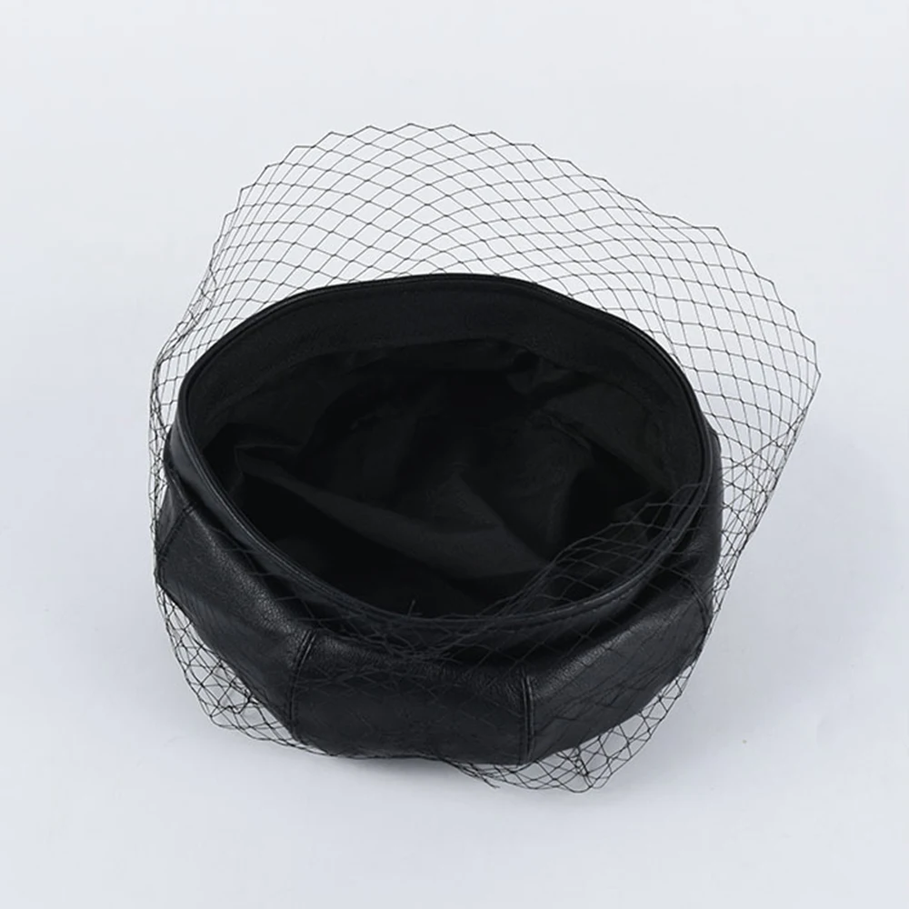 Juodos Odos Beretė Prancūzijos Skrybėlę Su Šydu Beretė Beanies Bžūp Moterys Šalis Skrybėlę