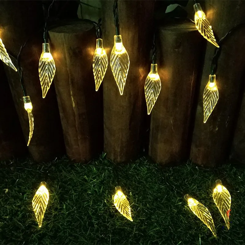 LED Kalėdų Pasakų Žibintai String Palieka Saulės Energijos Lempos Sodo Lauko Vandeniui Girlianda Girliandą Šalis, Vestuvių Dekoravimas