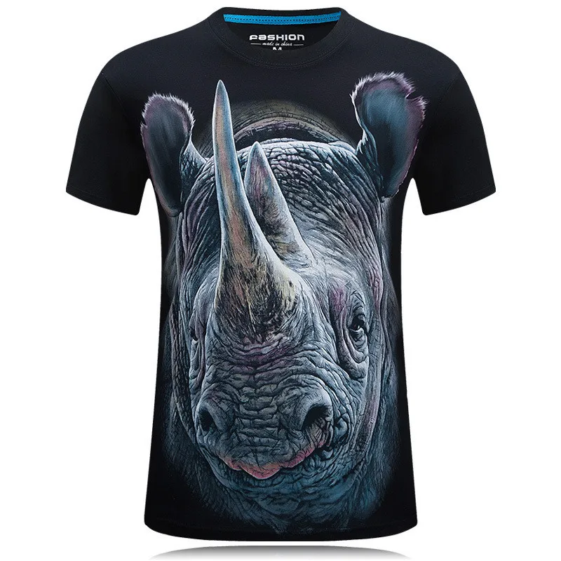 2019 Naujausias Raganosio 3D Print T-Shirt Gyvūnų Kietas Juokingi Marškinėliai Vyrams trumpomis Rankovėmis Vasaros Viršūnes Marškinėlius Vyrų Mados T-shirt Vyrai