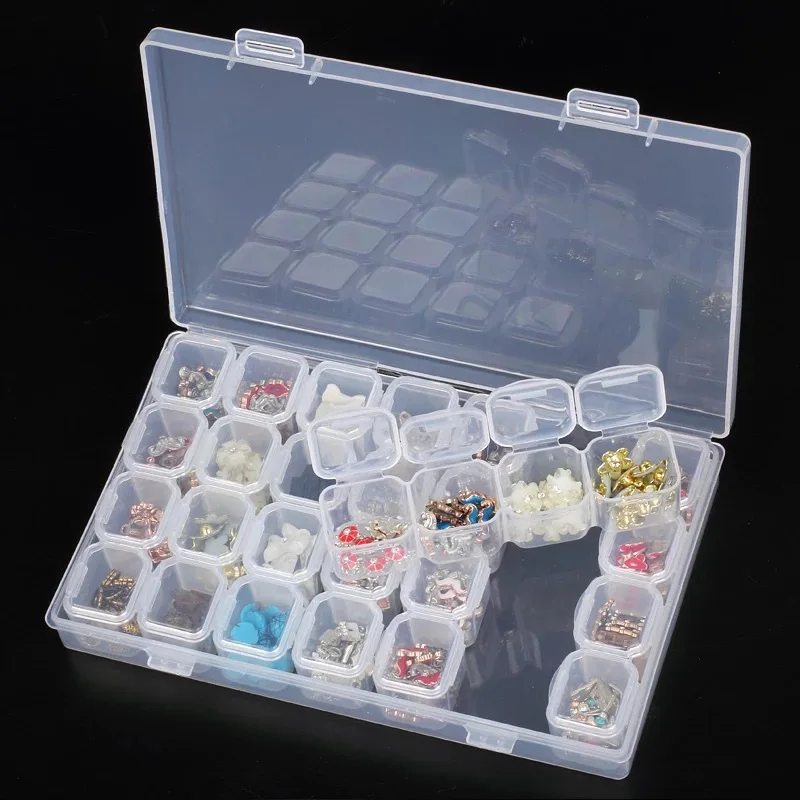 Sandėliavimo Dėžės diamond tapybos 28 tinklų konteinerių Dismountable Diamond Tapybos Dėžutė Siuvinėjimo Reikmenys