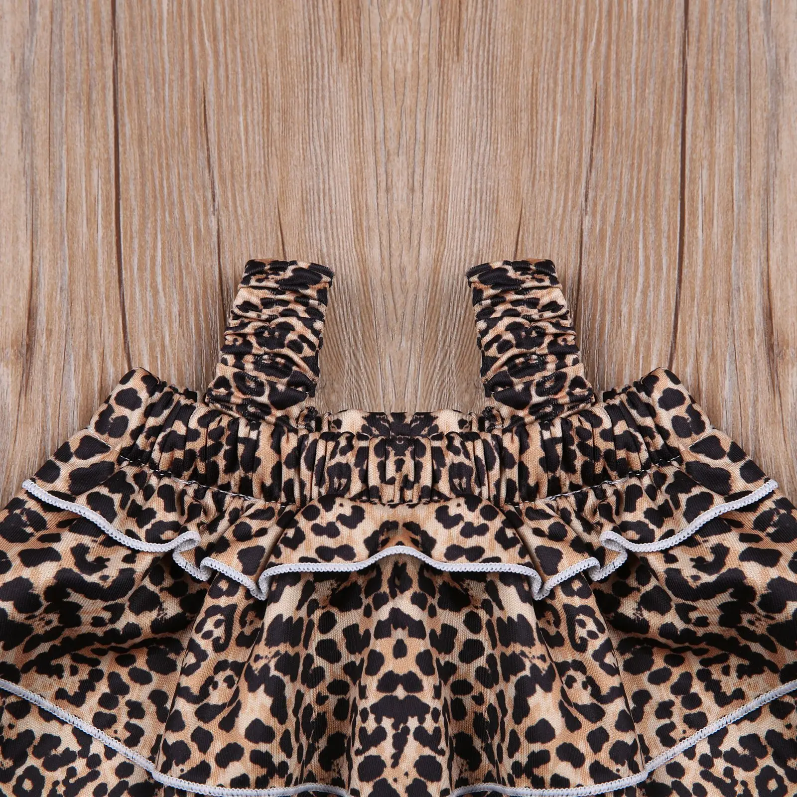 Vasaros mergaičių gražių stilių suspender rankovių Leopardas Spausdinti Viršuje Rožinės spalvos Šortai Nustatyta 1y-6y