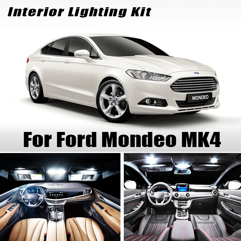 12pcs Automobilio LED Lemputes Ford Mondeo MK4 ,Canbus, Interjero Apšvietimas Ford Mondeo MK IV Dome Skaitymo Žibintai 
