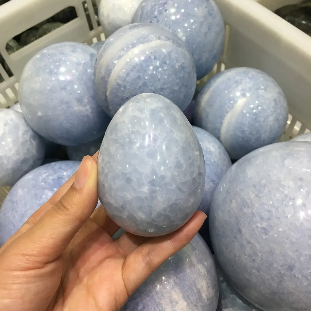300g Natūralaus Krištolo Mėlyna Celestite Kristalų Mėginių Kiaušinio formos