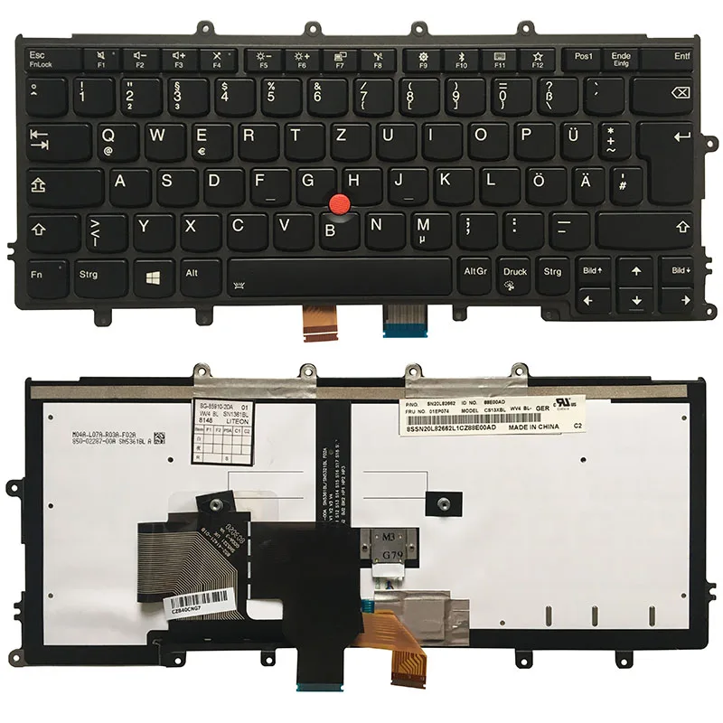 Nauja vokietijos Klaviatūra Lenovo Thinkpad X230S X240S X240 x240i X250 X260S X270 GR nešiojamojo kompiuterio Klaviatūra juoda 01EP074 su apšvietimu