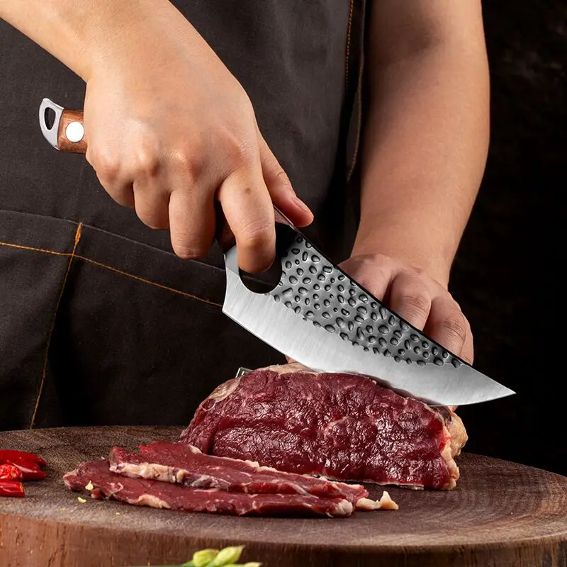24.5 cm vertus kaltiniai virėjas Tango,Iškaulinėjimas peilis griežinėliais virtuvės peilis, didelis anglies plieno lauko peilis, mėsininko peilis + Odinis