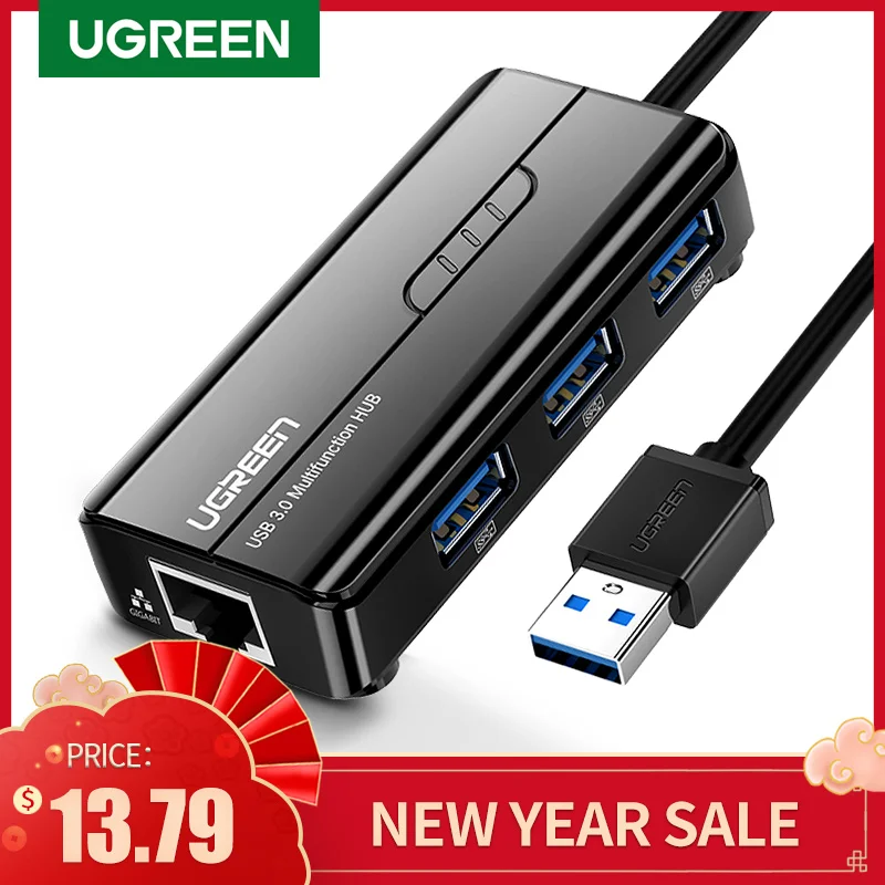 Ugreen USB Ethernet USB 3.0-2.0 RJ45 USB ŠAKOTUVĄ už Xiaomi Mi Box 3/S (Set-top Box Ethernet Adapteris, Tinklo plokštė, USB Lan