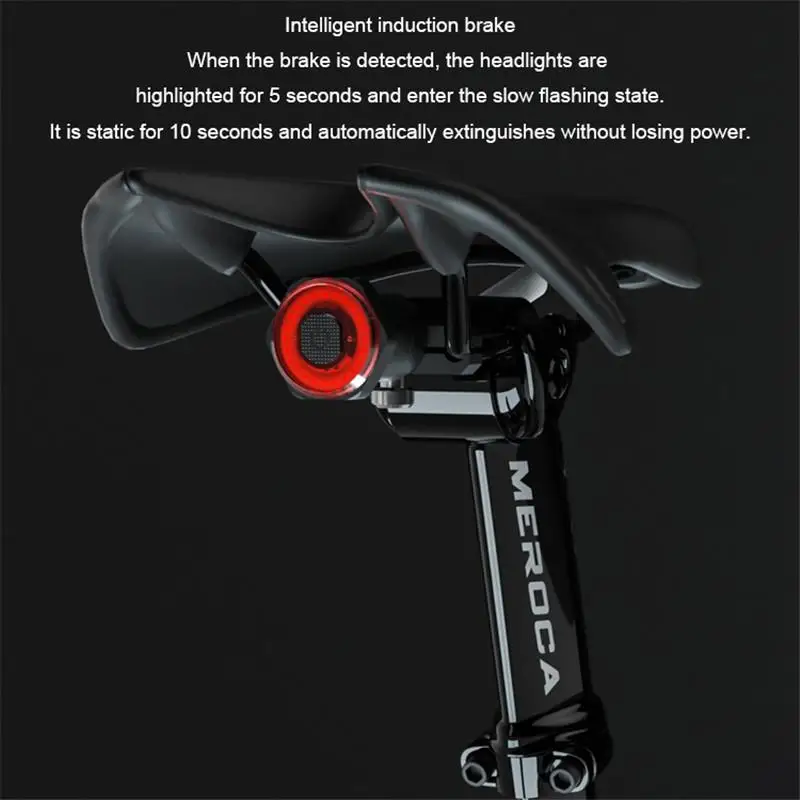 Pažangi indukcijos stabdžių uodegos šviesos kalnų dviračių šviesos USB įkrovimo dviračių naktį jojimo, dviračių Uodega užpakalinis žibintas, Dviračio LED