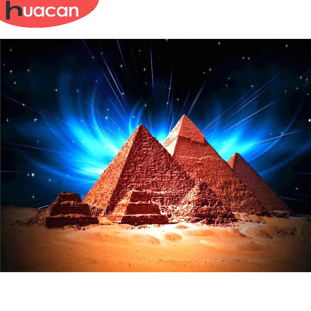 HUACAN kvadratiniu Diamond Tapybos 5D Kraštovaizdžio Siuvinėjimo Piramidės Mozaikos Naują Atvykimo Namų Puošybai
