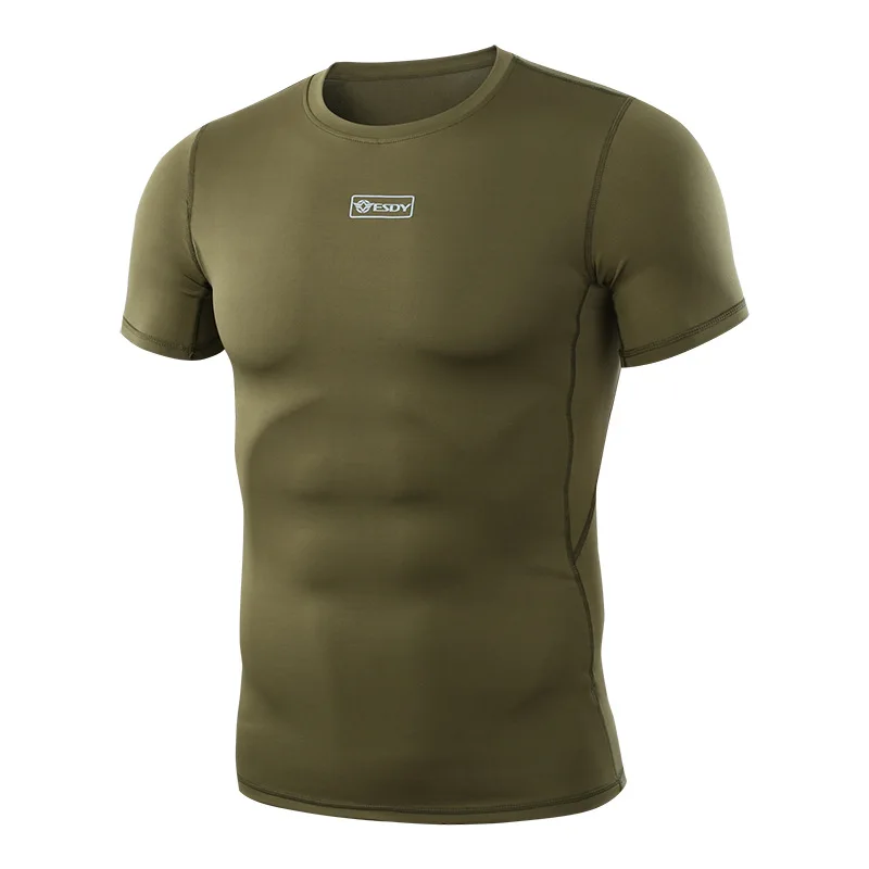 Taktinis Kamufliažas T-shirt Vyrai Kvėpuojantis Greitai džiūsta Armija Kovoti su Vaizdu Marškinėliai Vyrų trumpomis Rankovėmis Sporto Elastinga Tee Viršūnės