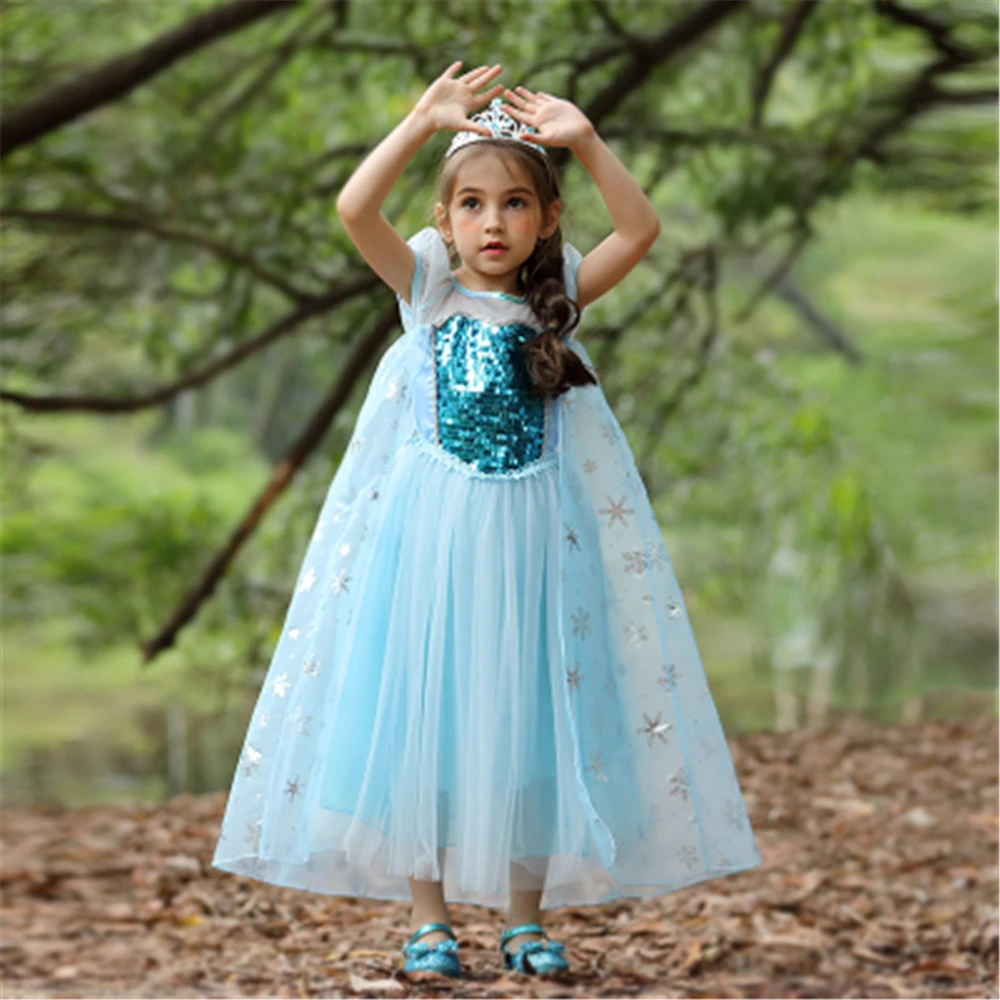 Snaigės Elsa Princesė Suknelė Mergaitėms Kalėdų Sniego Karalienės Kostiumai Vaikams Elsa Suknelė Iki Gimtadienio Šviesiai Mėlyna China Suknelės
