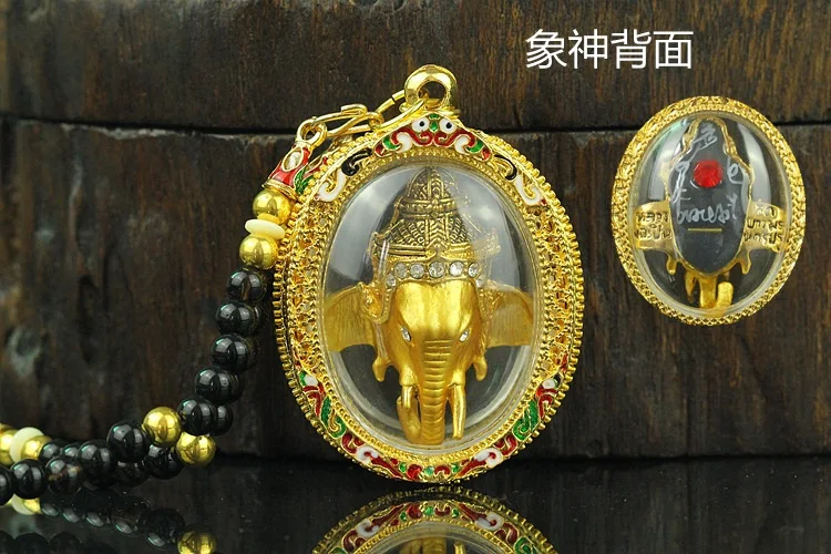Pietryčių Azijoje, Tailandas Šventykla Greco Budistų kišenėje talismanas, SĖKMĖS PALAIMINTI aukso Ganeša turtų Dievas, Buda kortelė Pakabukas Amuletas