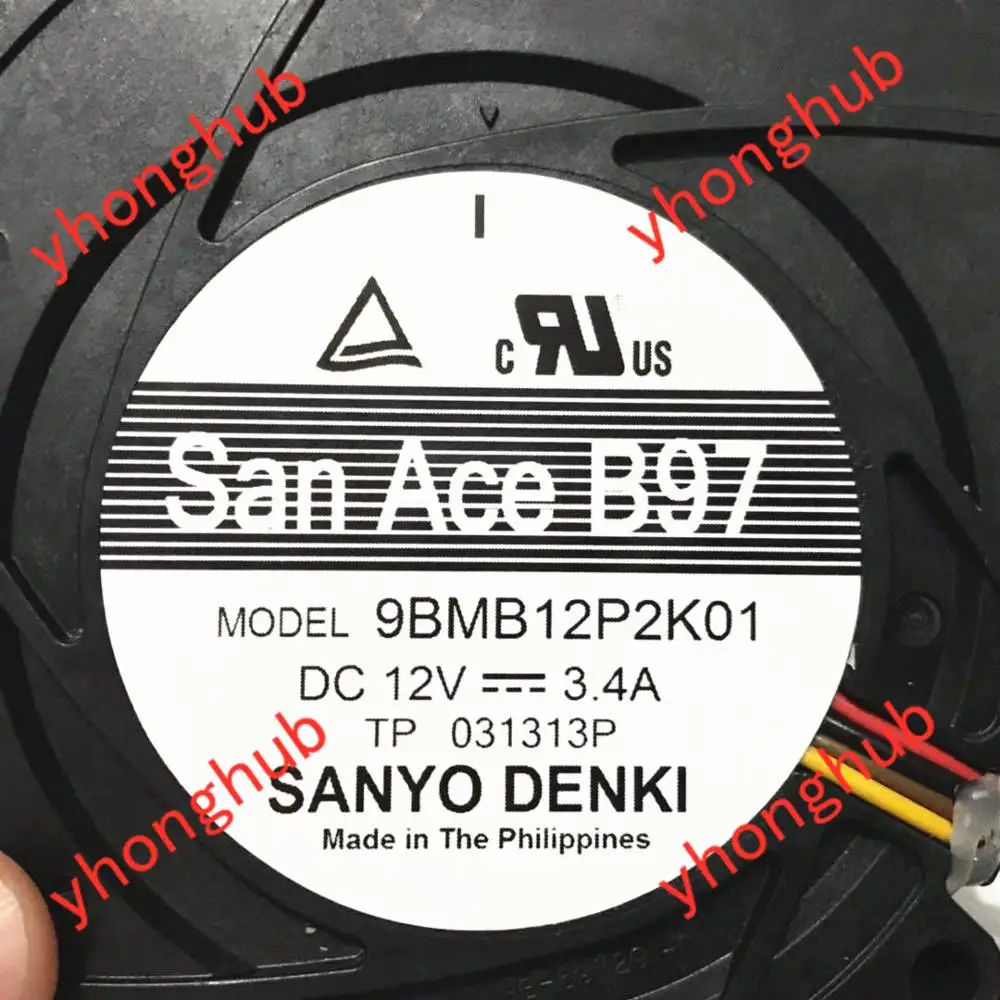 Sanyo Denki 9BMB12P2K01 DC 12V 3.4 97x97x33mm 4-Wire Serverio Ventiliatorius