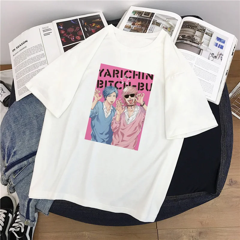 Yarichin Klubo Moterų, T-shir Drabužių Harajuku Punk Yaoi Atsitiktinis Hip-hop Prarasti Ulzzang Viršūnes Derliaus Japonų Anime Streetwear Tee