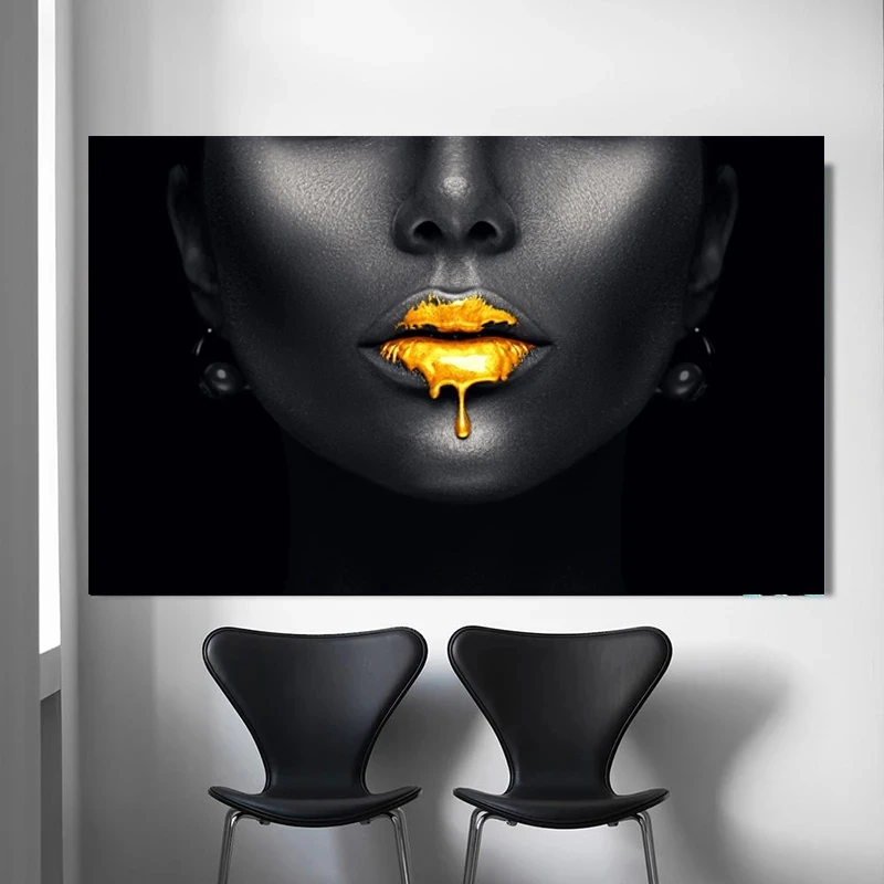 Afrikos Moterys Aukso Lūpų Drobė, Tapyba, Modernus Menas, Plakatų ir grafikos Cuadros Sienos Meno Nuotrauką Kambarį Namo Apdaila