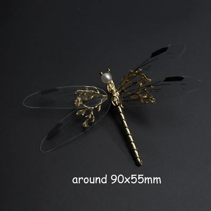 3 VNT Naujų Išgalvotas Metalas Vestuvių Plaukų Įrašą Nuotakos Pearl Plaukų Žiburių Gyvūnų Dragonfly Staigius Moterų Nuotakos Galvos Priedai