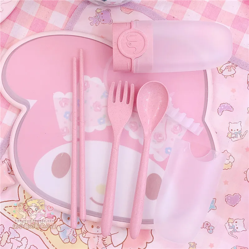 4 vnt./nustatyti Kūdikio šaukštas stalo patiekalai cute cartoon vaikų nešiojamų neslidus alkūnė šaukštas šakutė, stalo įrankių patiekalų dalykėlių vaikams