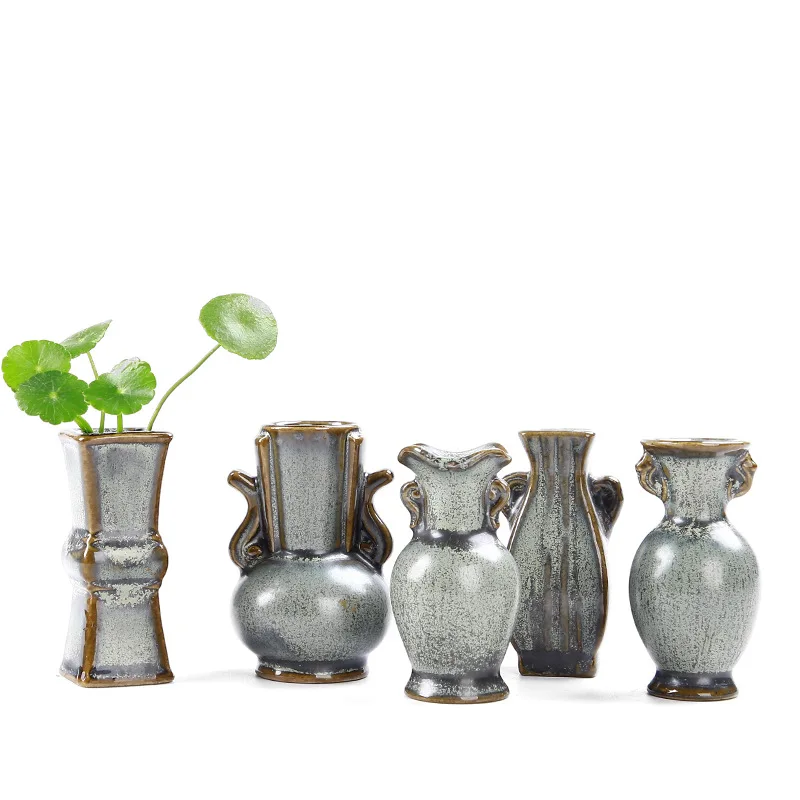 Kūrybos Namų Puošybos Ornamentais Mini Keramikos Maža Vaza Gėlių Kompozicijų Glazūra Retro Hydroponics