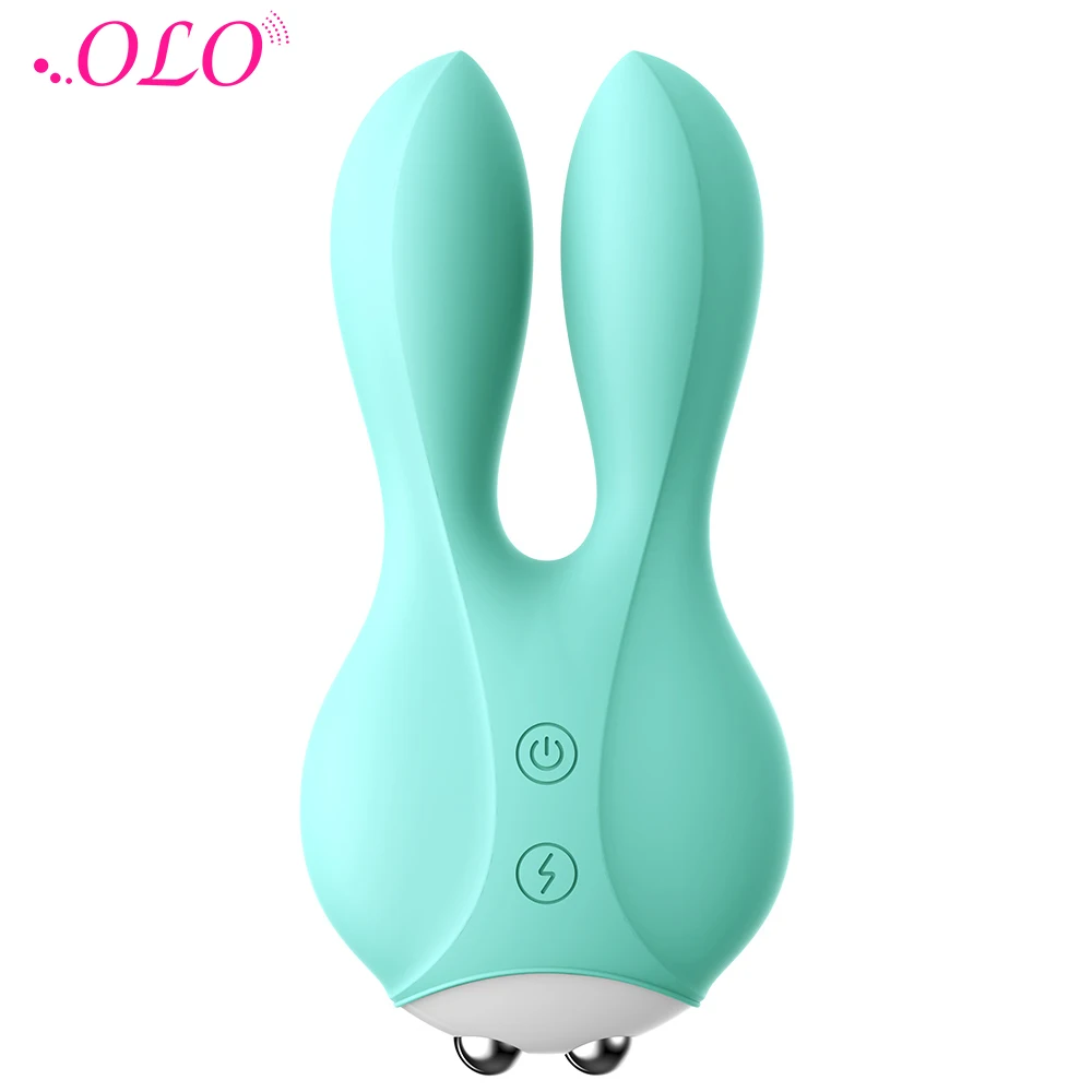 OLO Rausvos/Žalios Elektros Šoko Rabbit Vibratorius Krūties Klitorio Kūno Stimuliatorius Massager Suaugusiųjų Sekso Žaislai
