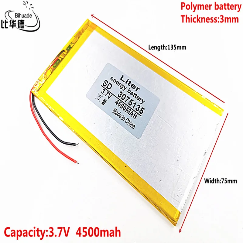 Geras Qulity 3.7 V,4500mAH 3075135 (polimeras ličio jonų baterija) Li-ion baterija tablet pc 7 colių 8 colių 9inch