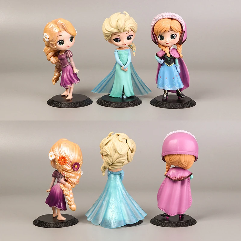 Karšto Q Posket Princesė Pav lėlės 3pcs/Set 16cm Elsa Anna Rapunzel Surinkimo Statulėlės žaislai vaikams dovanų