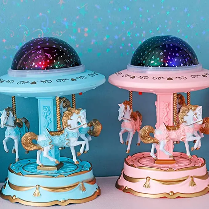 Merry-go-round muzikinės dėžutės Geometrinis Muzikos kūdikio kambario dekoracija Dovanos Unisex Medinis Arklys Kalėdų Karuselė Lauke namų dekoro 1pc