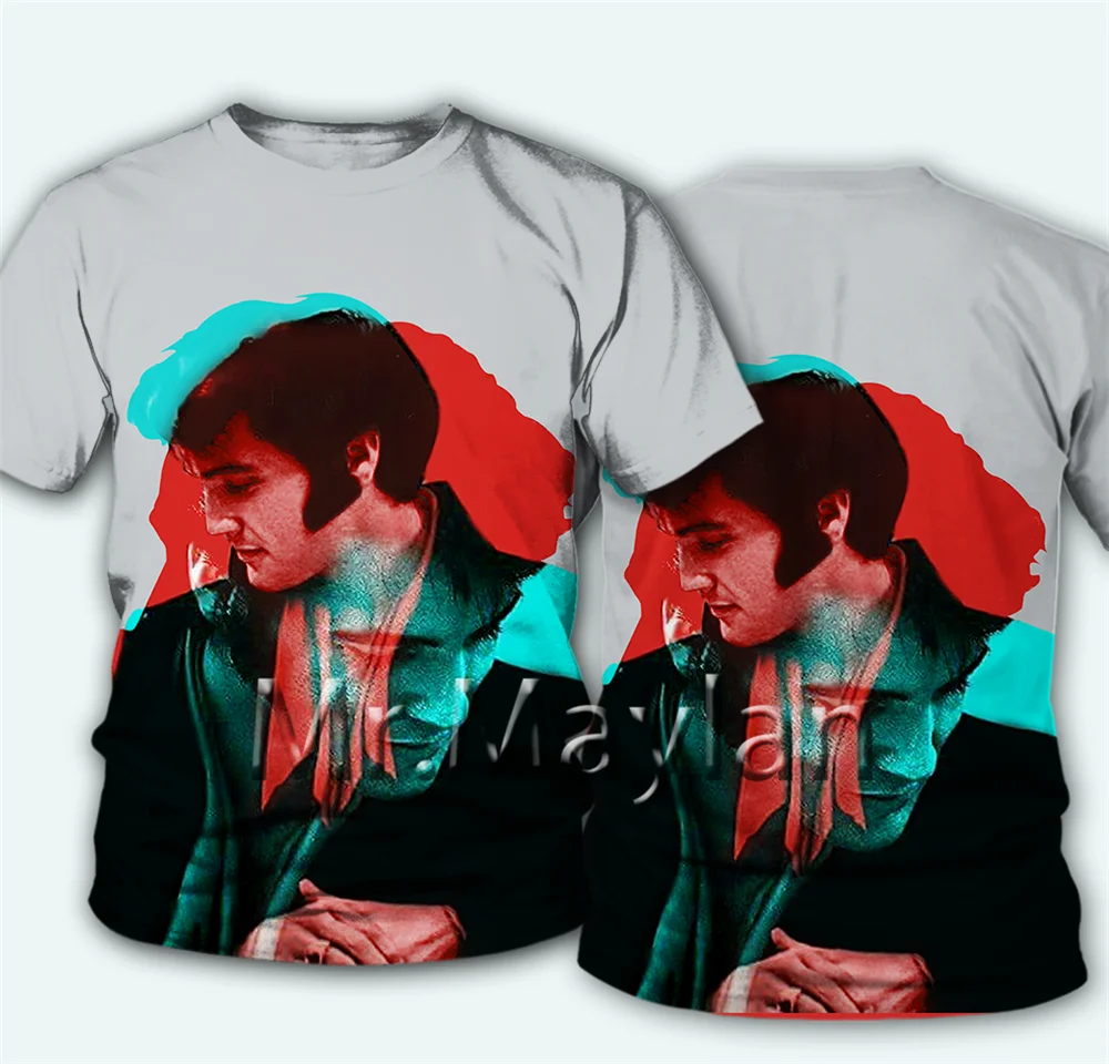 Karalius Elvis Presley 3D Atspausdinta Tee marškinėliai Vyrams/moterims Roko Streetwear Marškinėlius Žmogus Modis Drabužius poleras hombre Hiphop Viršūnes WQ55