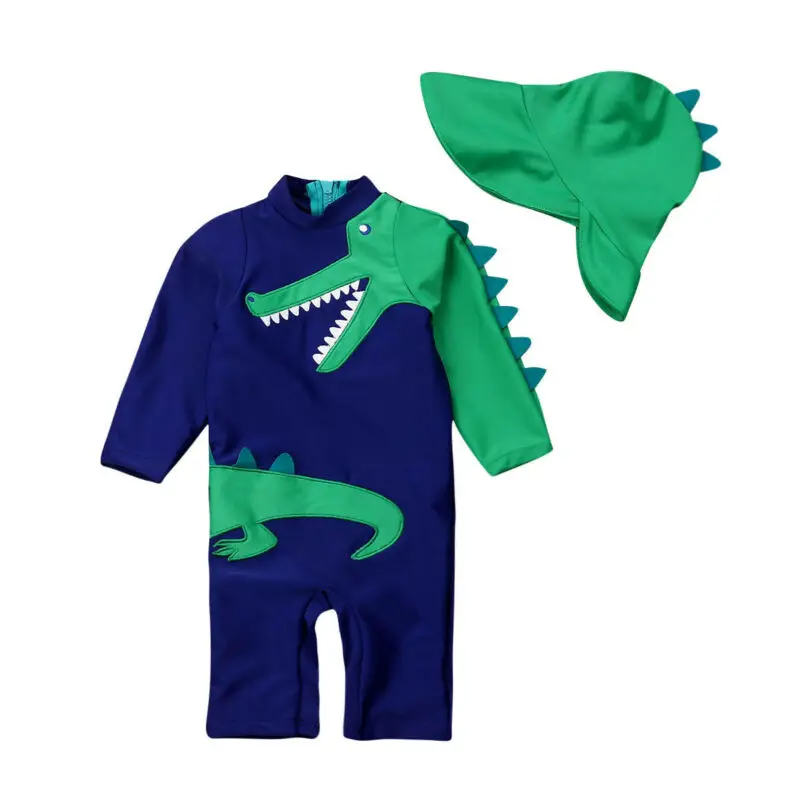 Vasarą Kūdikis, Kūdikis, Vaikas Berniukas Animaciją Dinozaurų maudymosi kostiumėlį UV Apsauga nuo Saulės, Maudymosi kostiumėlius Su Bžūp Vaikų Plaukimo Kostiumas Apranga 6M-5Y