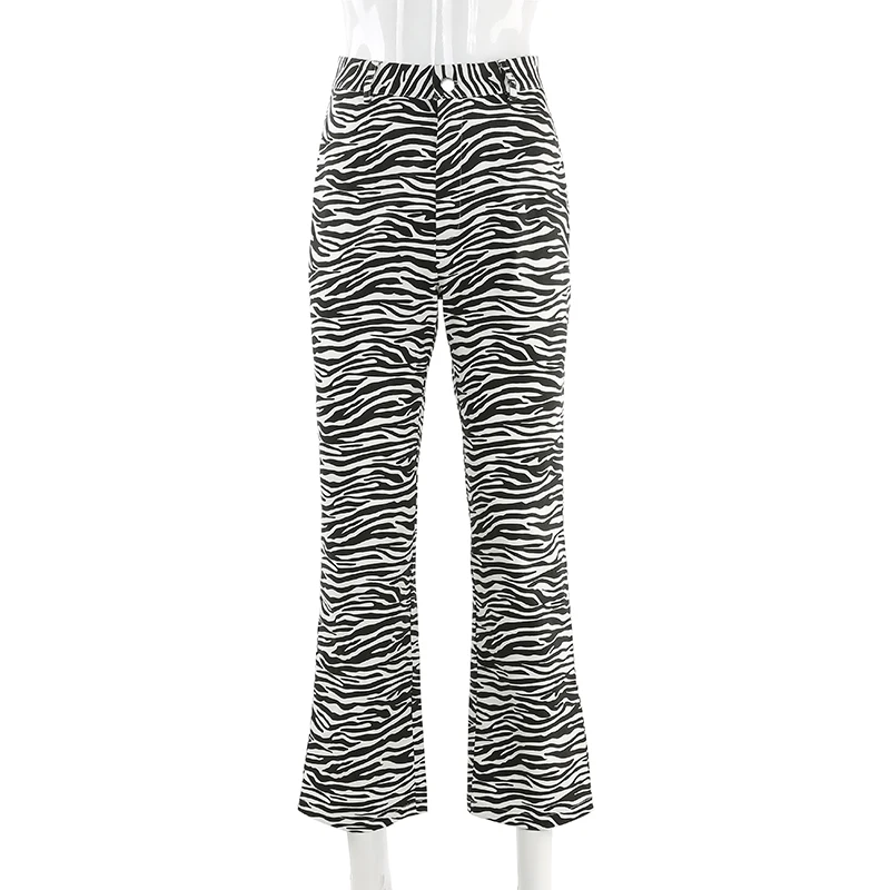 Streetwear Zebras Dryžuotas Spausdinti Tiesiai Moterų Sweatpants Baggy Poilsiu Kelnės Plius Dydis Aukšto Juosmens y2k Kelnes Cuteandpsycho