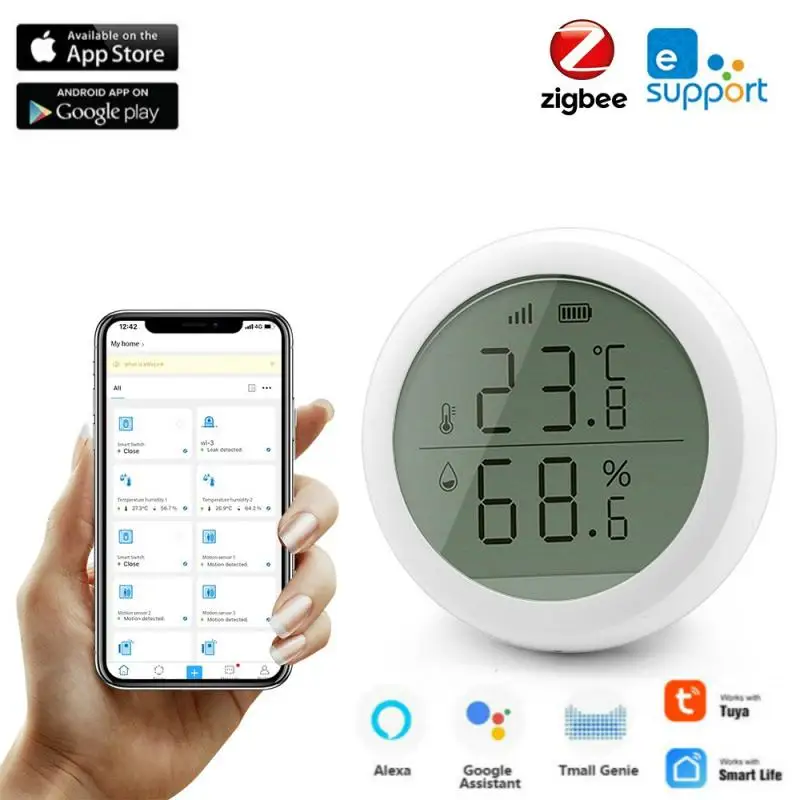 EWelink Zigbee Smart Termometru Bluetooth Temperatūros ir Drėgmės Jutiklis LCD Skaitmeninis Drėgmėmačiu Su Alexa, Google 