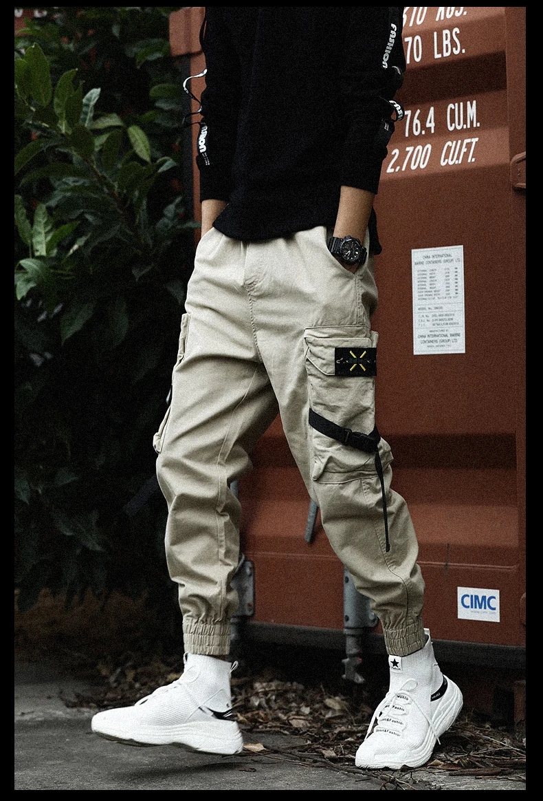 Hip-Hop Berniukai Multi-kišenės, Elastinga Juosmens Haremas Ziajać kamufliažas Punk Kelnės Jogger Vyrų Tactical Kelnes Juodos Krovinių Kelnės
