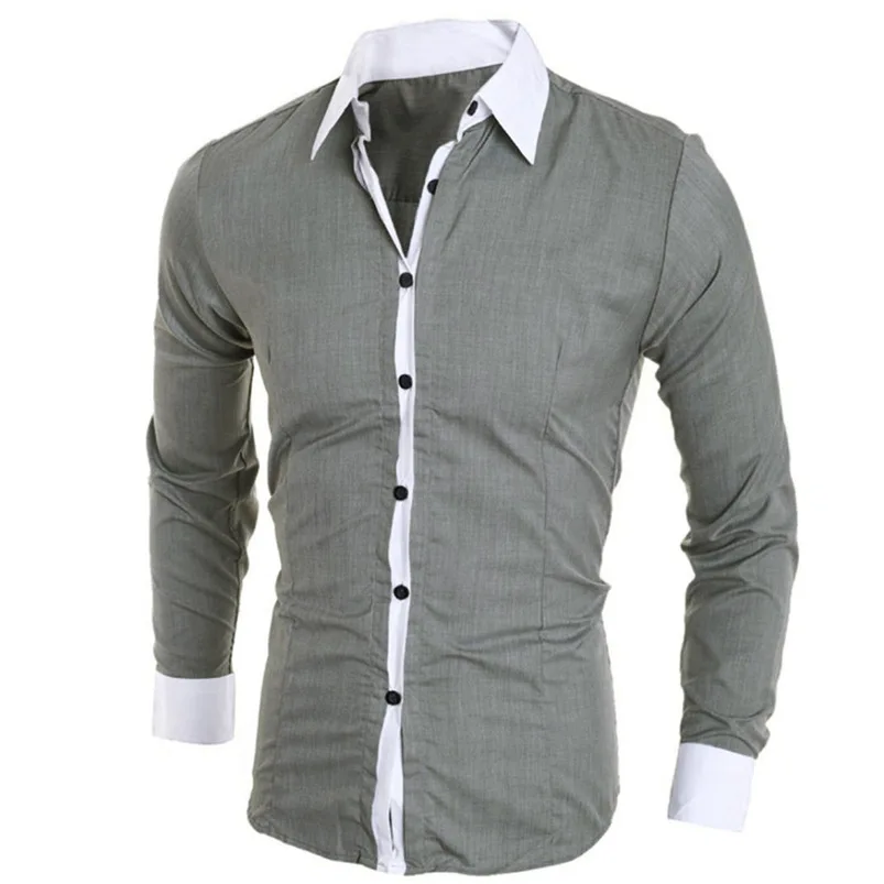 2018 marškinėliai Vyrams Vasarą Prekės ženklo Asmenybės ilgomis Rankovėmis Slim Fit Vyrų Basic Marškinėliai Palaidinė Top Dydis M-XL camisa masculina #M21