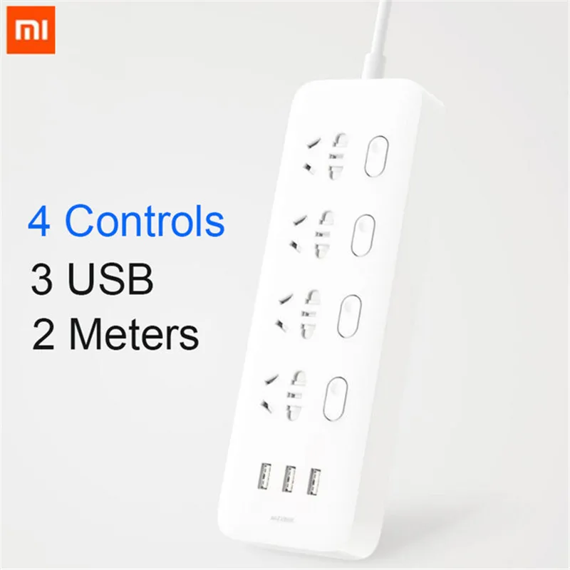 Originalus Xiaomi Mijia Galios juostiniai 4 Lizdai 4 Atskirų valdymo Jungikliai 5V/2.1 3 USB Išplėtimo Lizdai Įkroviklio kabelis 2m