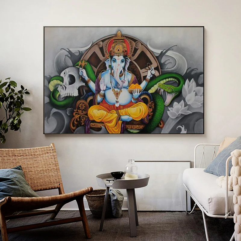 Viešpats Ganeša Induizmo Dievų Paveikslai Tapyba Dramblys Induizmas Plakatai ir Spausdina Sienos Meno Dekoratyvinis Nuotraukos Kambarį Dekoro