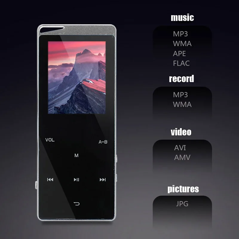MP3 Grotuvas su Bluetooth Garsiakalbis, Touch klavišą Vidinė 8GB 16GB HiFi Metalo Mini Nešiojamieji Vaikščioti žmogus, radijas, FM įrašymas