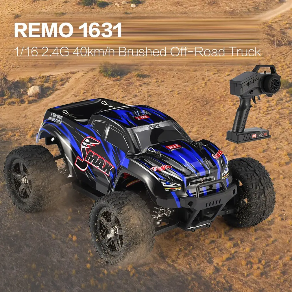 REMO 1631 1/16 Masto 2.4 G 40km/h Greitis Didelis, 4WD Šepečiu-Kelių Sunkvežimių Didelis Ratų Bigfoot SMAX RC Automobilių Nuotolinio Valdymo Vaikams Dovanų