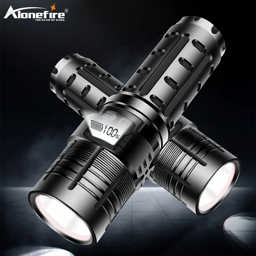Alonefire H47 Didelės Galios XHP70 Taktinis žibintuvėlis Įkraunamas LED Žibintuvėlis atsparus Vandeniui Apšvietimo Kempingas Medžioti šviesos