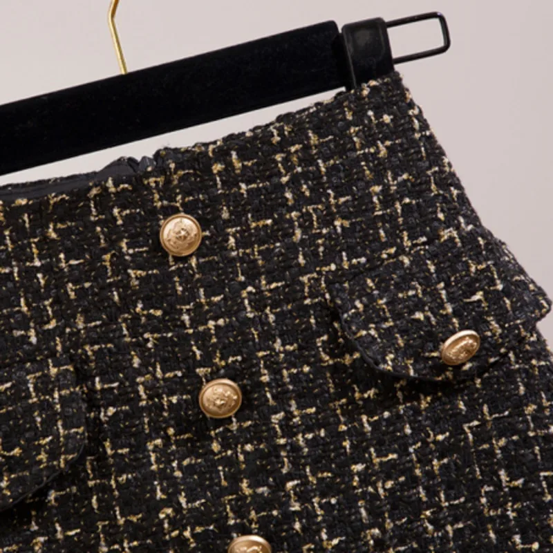 2020 m. rudens žiemos korėjos dviejų dalių rinkinys moterims, elegantiška skara kašmyras megztas megztinis ir aukšto juosmens tvido sijonas nustatyti ponios medžiaga